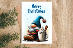 Merry Christmas card design Christmas gnomes, hot cocoa PNG Product Image 3