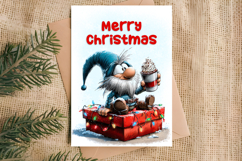 Merry Christmas card design Christmas gnomes, hot cocoa PNG Product Image 4