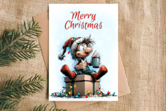 Merry Christmas card design Christmas gnomes, gift box PNG Product Image 2