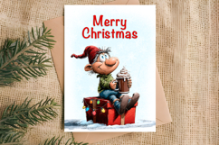 Merry Christmas card design Christmas gnomes, gift box PNG Product Image 4