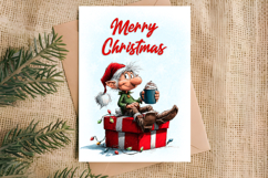Merry Christmas card design Christmas gnomes, gift box PNG Product Image 5