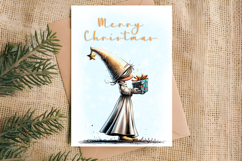 Merry Christmas card design Christmas girl gnomes, gift box Product Image 3