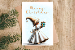 Merry Christmas card design Christmas girl gnomes, gift box Product Image 5