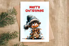 Merry Christmas card design Christmas girl gnomes, lights Product Image 3