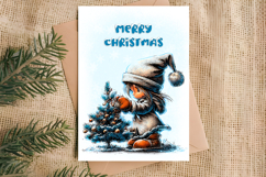 Merry Christmas card design Christmas girl gnomes, lights Product Image 5