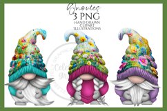Wildflowers Gnomes Clipart Png - Hand Drawn Product Image 1