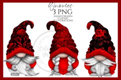 Red Black Gnomes Clipart Png - Hand Drawn Product Image 1