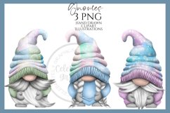 Pastel Snowflakes Gnomes Clipart Png - Hand Drawn Product Image 1