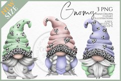 Pastel Leopard Print Gnomes | Watercolor Clipart PNG Product Image 1
