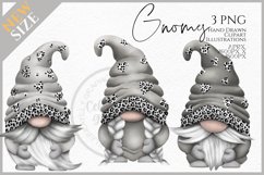 Grey Leopard Print Gnomes | Watercolor Clipart PNG Product Image 1
