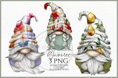 Festive Holiday Gnomes Watercolour Clipart PNG Product Image 1