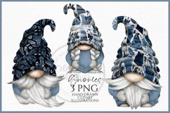 Blue Christmas Gnomes Watercolour Clipart PNG Product Image 1