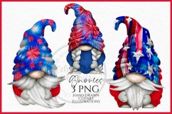 Independence Day Gnomes Watercolour Clipart PNG Product Image 1