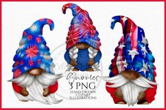 July 4th Dark Gnomes Watercolour Clipart PNG Product Image 1