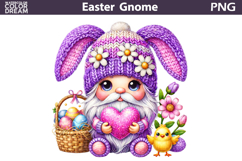 Easter Gnome Clipart PNG | Spring Bunny Ears Sublimation Product Image 1