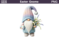 Easter Gnome Floral Clipart PNG | Spring Bunny Ears Sublimat Product Image 1