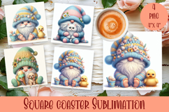 Cute gnome Square Coaster Sublimation Design Product Image 1