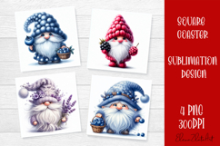 Cute berry gnome square coaster Sublimation PNG Product Image 1