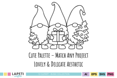 Christmas crafting digital stamps with hand drawn gnomes