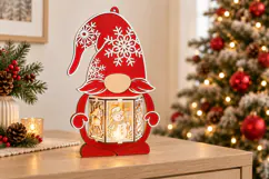 Cozy Christmas Gnome Lantern Laser Cut SVG PDF EPS Product Image 1