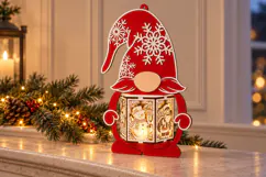 Cozy Christmas Gnome Lantern Laser Cut SVG PDF EPS Product Image 2