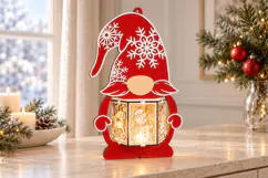 Cozy Christmas Gnome Lantern Laser Cut SVG PDF EPS Product Image 3