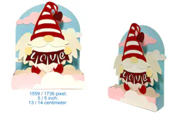 gnome cupid svg valentine card wings love diy card template Product Image 3