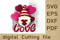 Valentine Gnome SVG DIY Love Card for Cricut Laser Product Image 1