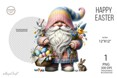 Easter Gnome| Gnome with Eggs flowers| Easter sublimation Product Image 1