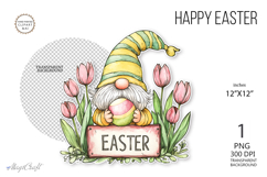 Easter Gnome| Gnome with Eggs flowers| Easter sublimation Product Image 1