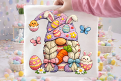 Gnome Patchwork Easter PNG, Faux Yarn Easter PNG, Bunny Product Image 2