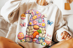 Gnome Patchwork Easter PNG, Faux Yarn Easter PNG, Bunny Product Image 5