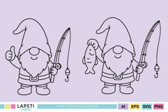 gnome with fishing rod clipart