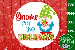 Colorful Christmas Svg Round Sign, Gnome For The Holidays Product Image 1