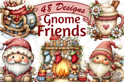 Christmas Gnomes Clipart, Festive Watercolor Art PNG Product Image 1