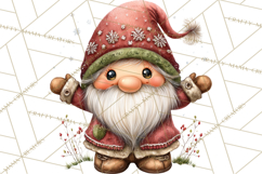 Christmas Gnomes Clipart, Festive Watercolor Art PNG Product Image 5
