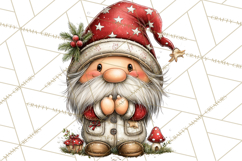 Christmas Gnomes Clipart, Festive Watercolor Art PNG Product Image 2