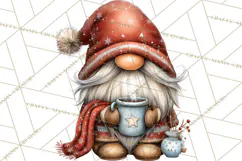 Christmas Gnomes Clipart, Festive Watercolor Art PNG Product Image 4