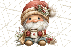 Christmas Gnomes Clipart, Festive Watercolor Art PNG Product Image 5
