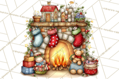 Christmas Gnomes Clipart, Festive Watercolor Art PNG Product Image 2