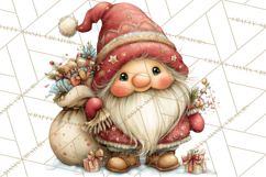 Christmas Gnomes Clipart, Festive Watercolor Art PNG Product Image 4