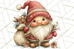 Christmas Gnomes Clipart, Festive Watercolor Art PNG Product Image 4