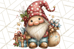 Christmas Gnomes Clipart, Festive Watercolor Art PNG Product Image 5