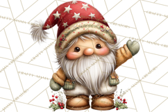 Christmas Gnomes Clipart, Festive Watercolor Art PNG Product Image 2
