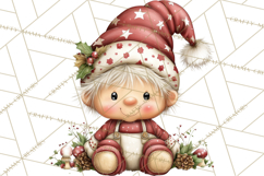 Christmas Gnomes Clipart, Festive Watercolor Art PNG Product Image 3