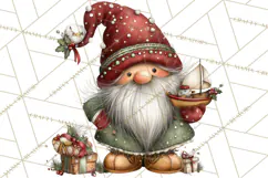 Christmas Gnomes Clipart, Festive Watercolor Art PNG Product Image 2