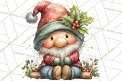 Christmas Gnomes Clipart, Festive Watercolor Art PNG Product Image 3