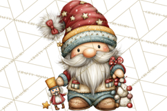 Christmas Gnomes Clipart, Festive Watercolor Art PNG Product Image 4