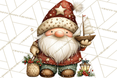 Christmas Gnomes Clipart, Festive Watercolor Art PNG Product Image 5