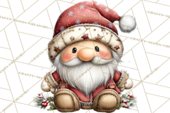 Christmas Gnomes Clipart, Festive Watercolor Art PNG Product Image 2